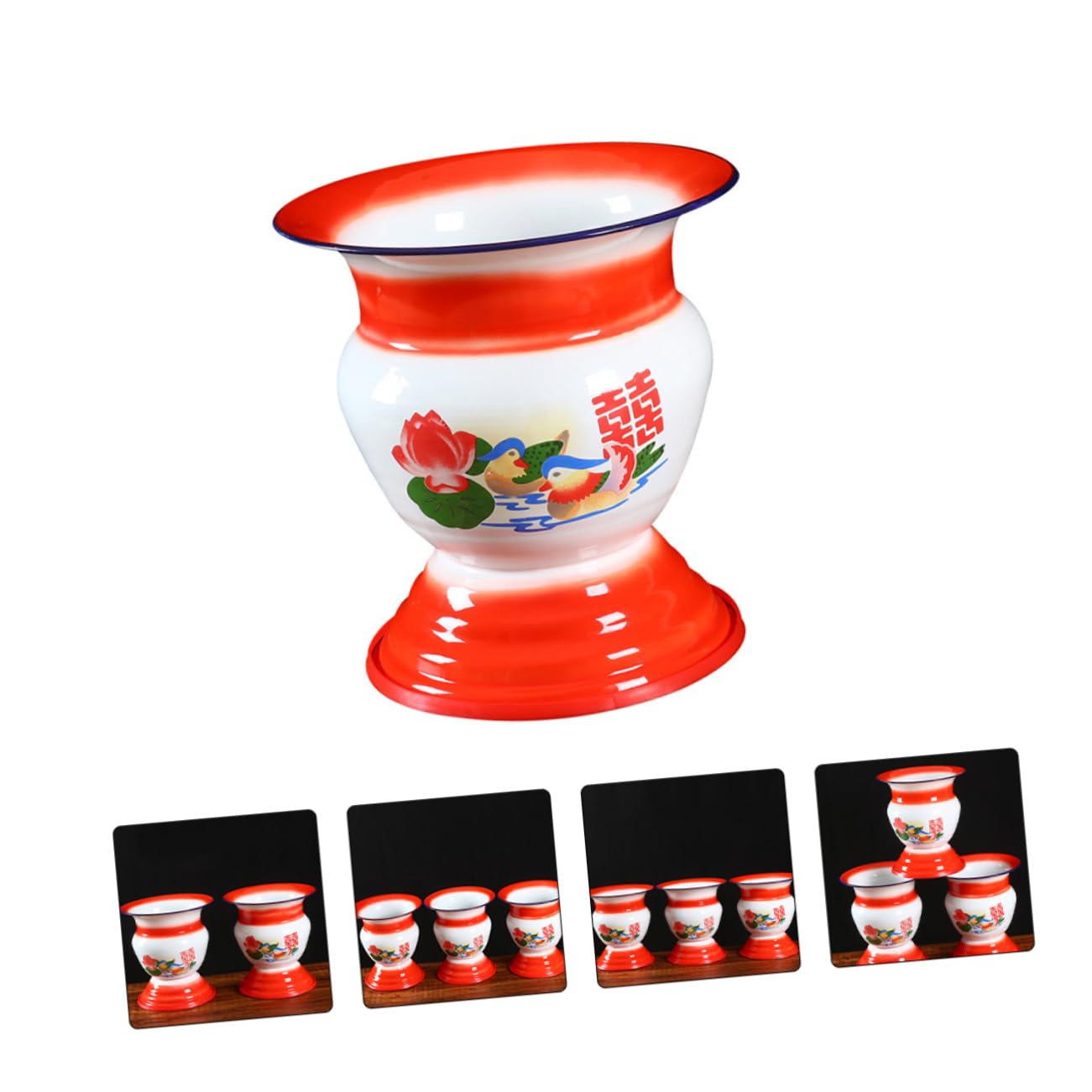 Sputacchiera in Smalto Stile Vintage Cinese, Leggero Alta Capacità di Carico, Vaso Portatile Rosso per Uso Sanitario e Bagno