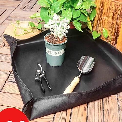 Vista 5 de BIUWING Tapete plegable para trasplante de plantas de interior, 2 piezas, tela de trabajo de jardín, impermeable, gruesa, para jardinería