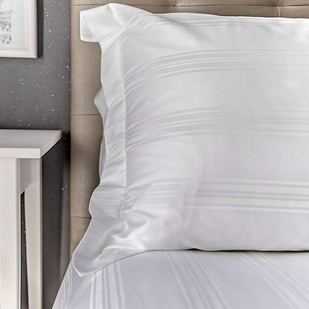 Heathcote - Set di 2 federe in 100% cotone a 300 fili Oxford, 50 x 75 + 5 cm, prodotto in Portogallo, colore: Bianco