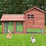 BRANDNEU - Großer zweistöckiger Kaninchenstall (Haus für Kaninchen, cage) für deine Kleintiere (Hase) mit grosser Kotschublade, idealer Aufteilung, Rampe und großem xxl Freilauf/Freigehege.