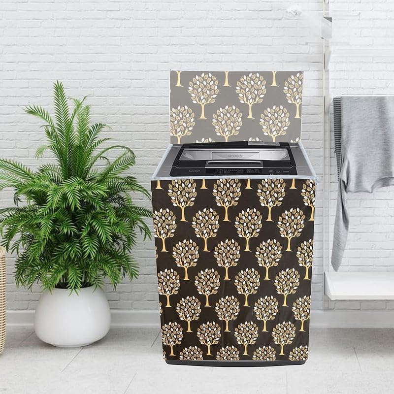 Image of WOAH Top Load Fully Autometic Washing Machine Cover Compatible With ifb samsung bosch whirlpool haier lg and All Brand Universal Size 7kg | 7.5kg | 8kg ( D brown tree) D