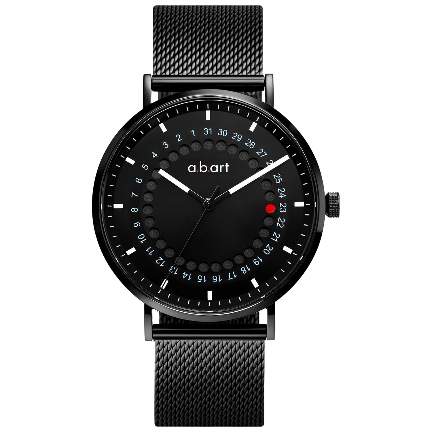 a b art Mens Quartz Watch Swiss Parts Ronda Movement Sapphire Crystal Milanese Mesh Band Ultra-Thin Design 41mm