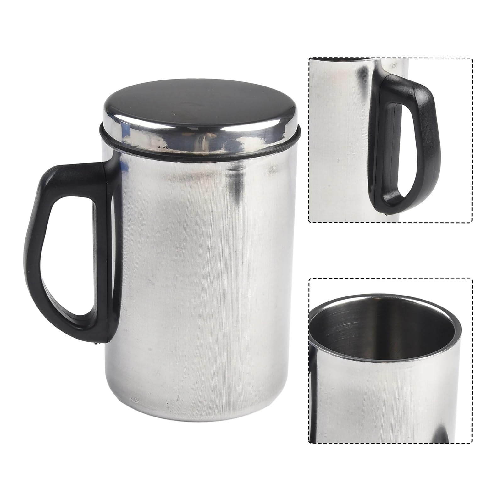 Taza de café acero inoxidable con tapa, taza té agua aislada viaje, aniti-escaldado para Casa y Oficina(500ML)