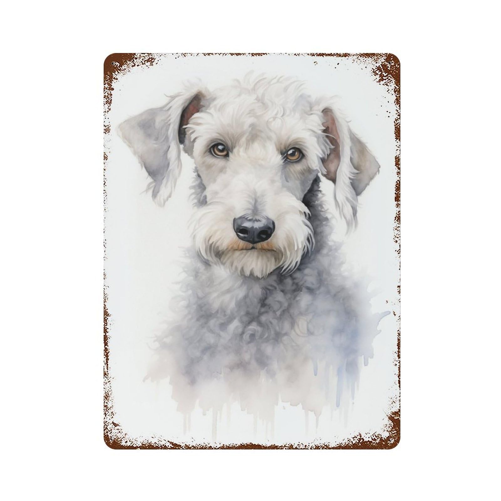 Bedlington Terrier Rusty Metal Tin Sign 15.7"x11.8", Ideal for Patio, Garden Room And Bar Decor