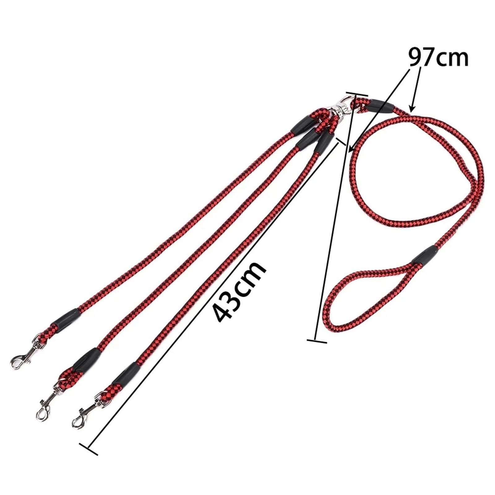Acoplador de correa de perro de 3 vías, divisor sin enredos para pasear perros y gatos pequeños, cuerda de tracción triple para un fácil control y comodidad durante las actividades al aire libre
