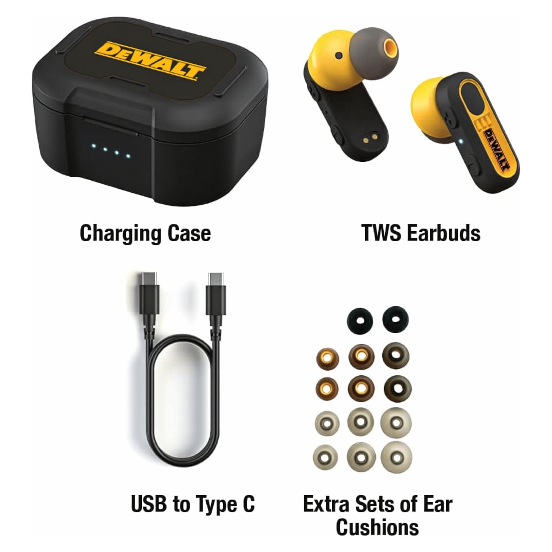 Amazon.com: DEWALT Heavy Duty True Wireless Ear Buds, Bluetooth