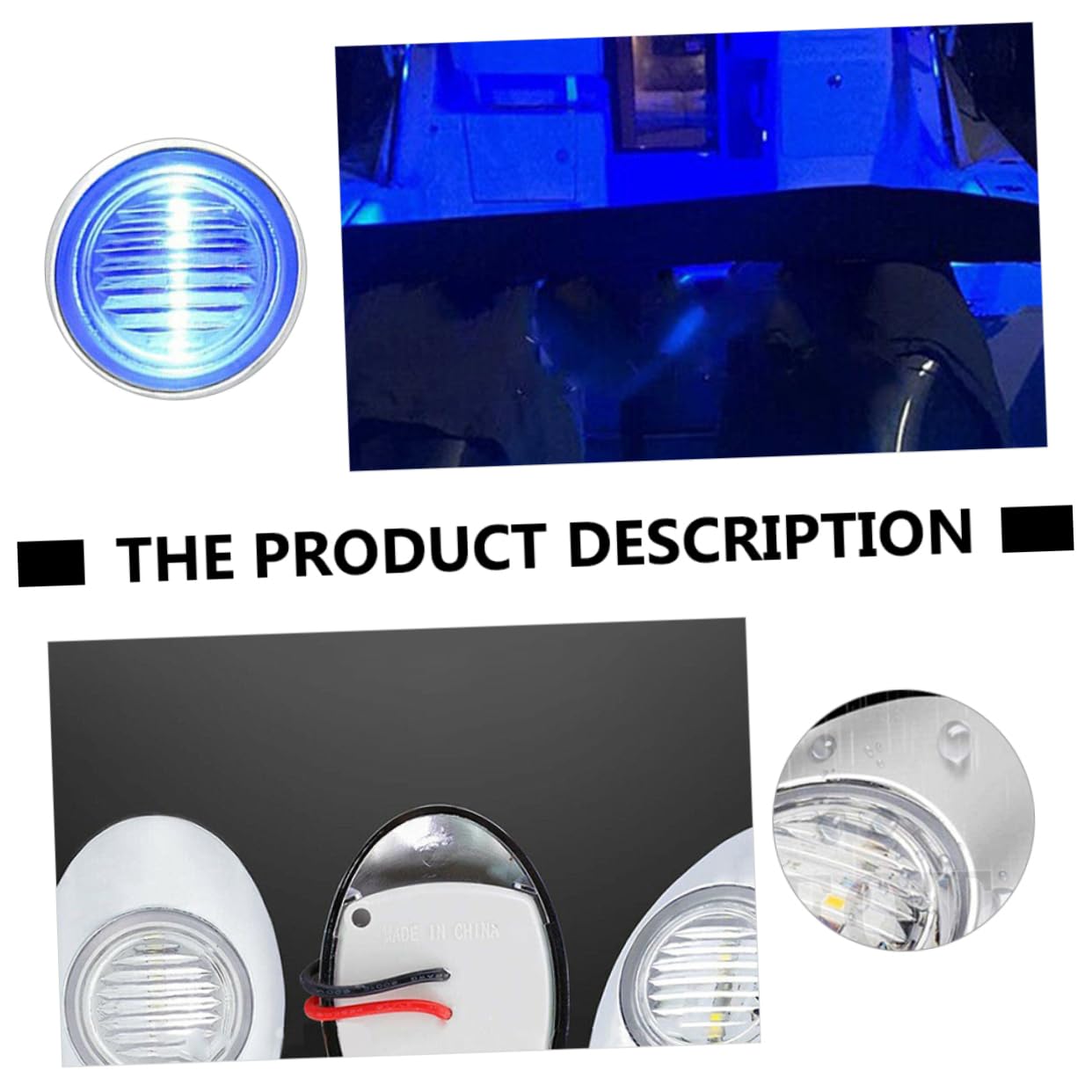 KOMBIUDA Luci di Navigazione LED per Barca a Poppa 4 Pezzi 12v Blu | Corpo in Abs PC Cromato, 3 LED Integrati, Impermeabili, per Rimorchio Nautico e Imbarcazione