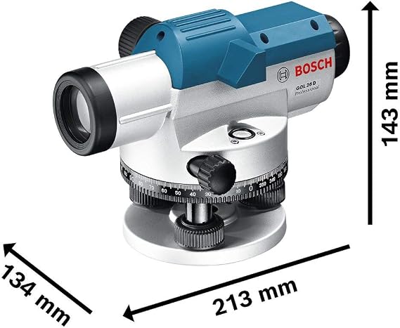 Bosch Professional Optical Level GOL 26 D (26x Magnification, Unit of Measure: 360 Degrees, Range: up to 100m, Measuring Rod GR 500, Tripod BT 160, in Carrying case)