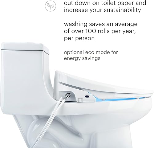 Miniatura 4 de Asiento para inodoro o bidé Brondell Swash 1200, color blanco con doble boquilla de acero inoxidable, agua caliente continua, configuración