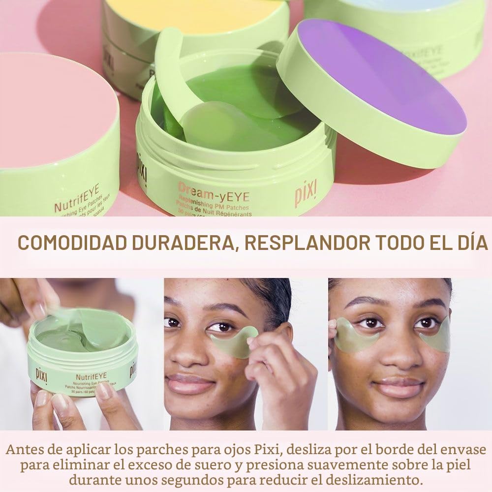 Pixi Beauty NutrifEYE Eye Patches | Parches Ojos Bolsas y Ojeras con Flor de Rosa, Aloe Vera y Manzanilla para Hidratar y Calmar el Contorno de Ojos | 30 Pares/60 Unidades