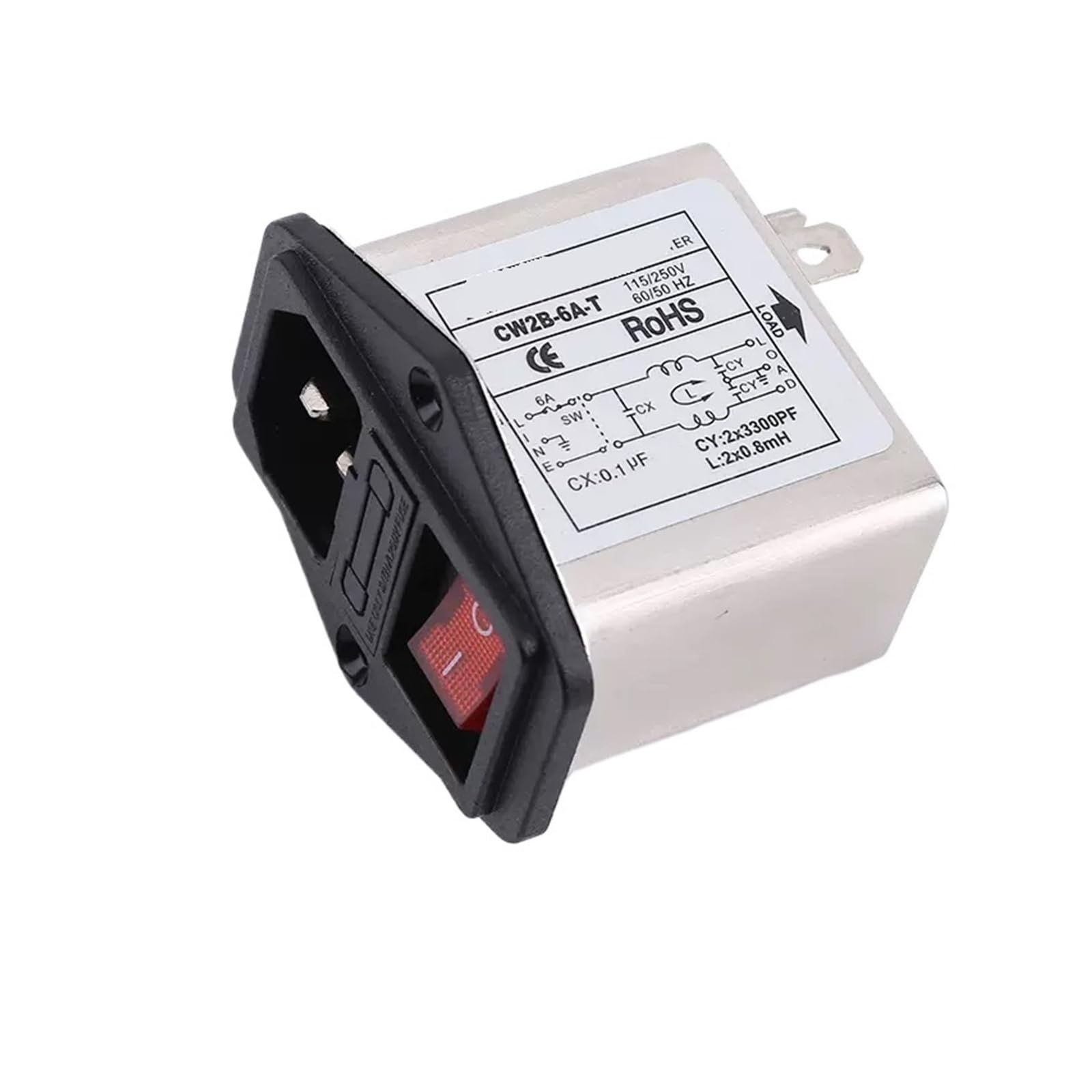 Filtre CW2B-6A-T avec prise de commutation et fusible intégré pour secteur