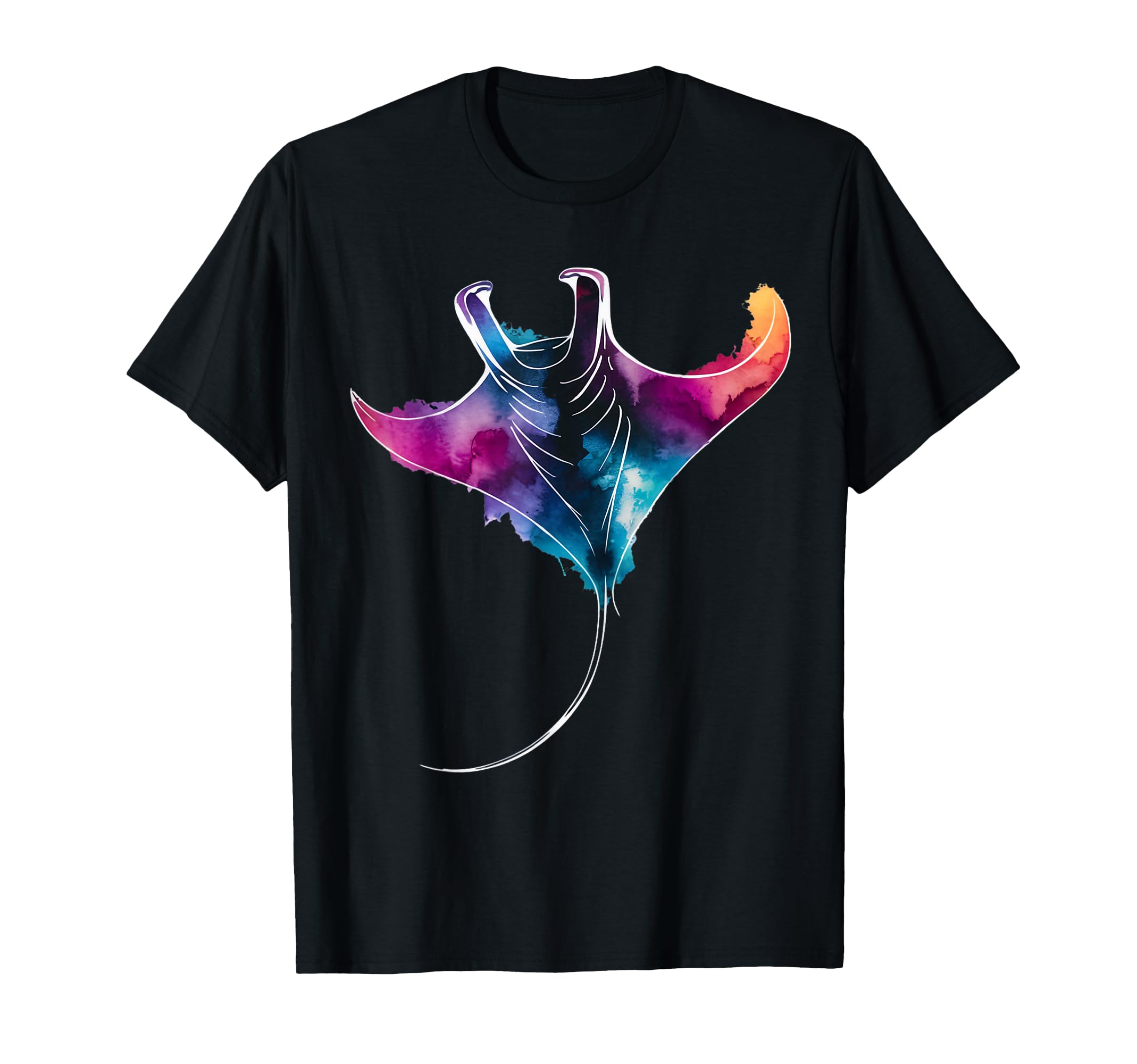 Sea Ocean Stingray Animal Splash Watercolor Manta Ray T-Shirt