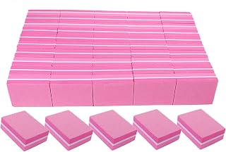 AhaTopia 50 Pack Pink 180/240 Grit Mini Nail Buffer Blocks for Acrylic Natural Gel Nails - Professional Buffing Files