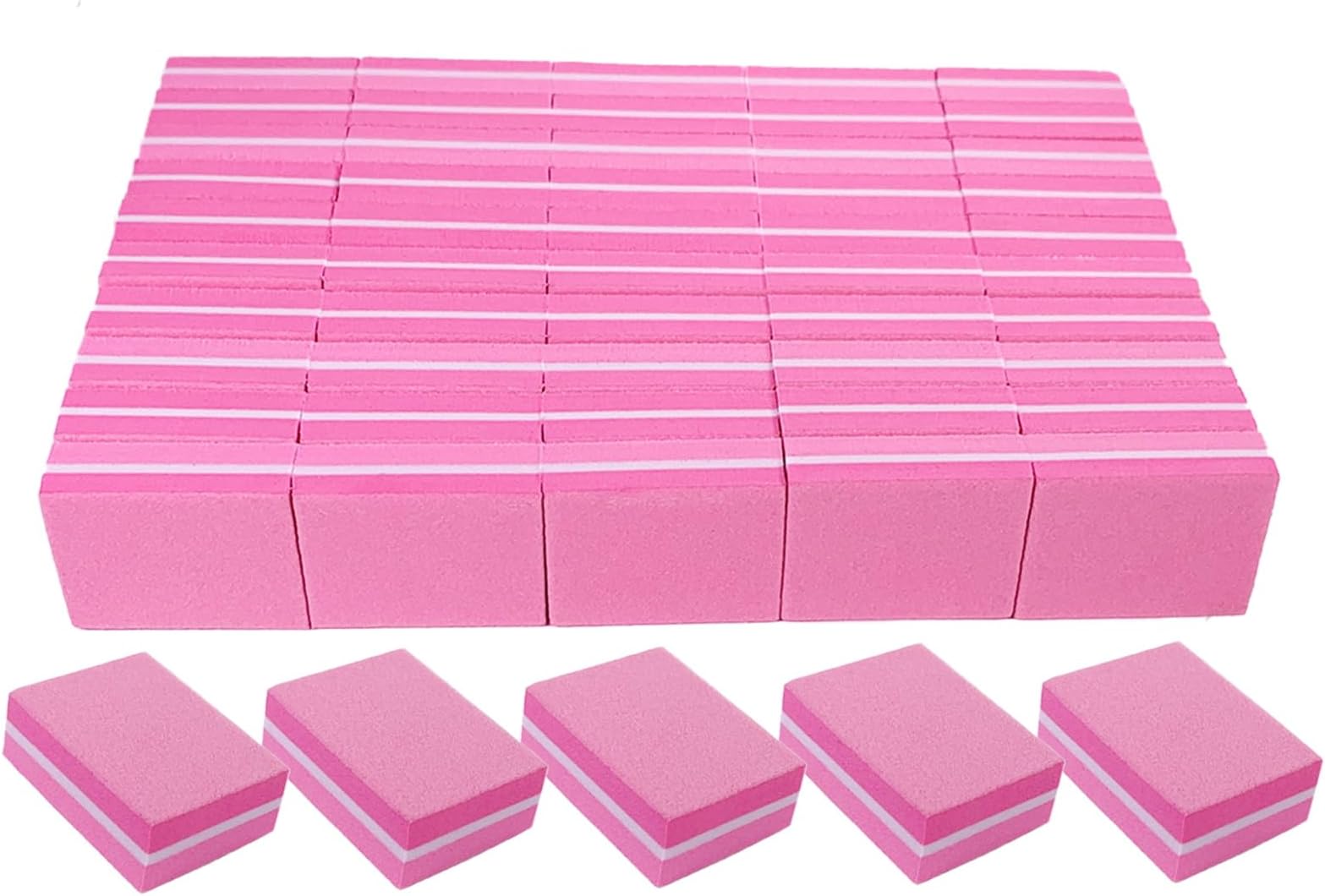 180/240 Grit Nail Buffers (50 Pack), mini Buffer Block Nail File for Acrylic Nails and Natural Nails, Professional Nail Buffer Block Bulk Buffing Blocks for Nail Buff Manicure File Blocks Set Pink