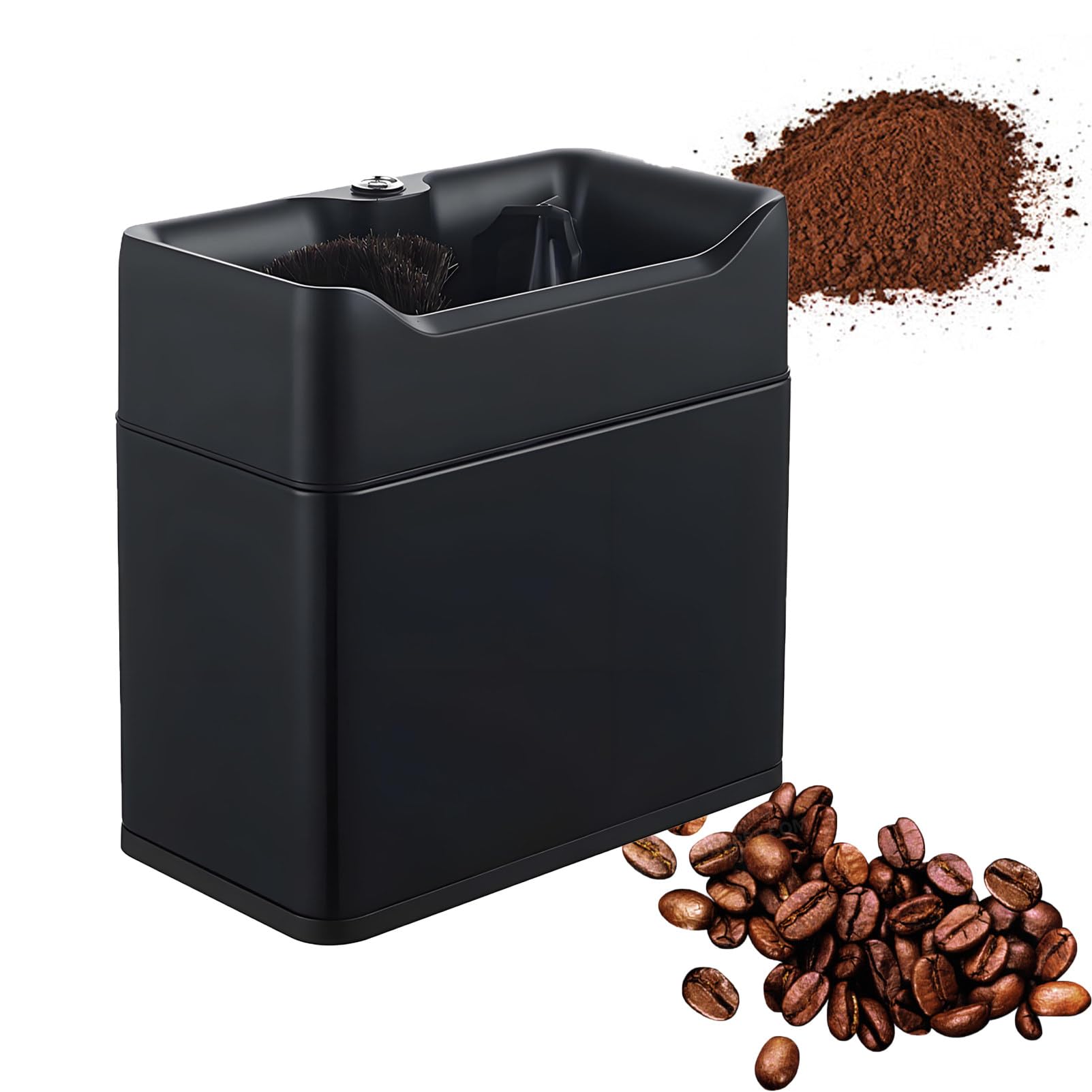 Limpiador de portafiltros eléctrico para Espresso, automático con Cabezales de Cepillo y Dos raspadores, Compatible con portafiltros de 58 mm para una o Dos Tazas. Black