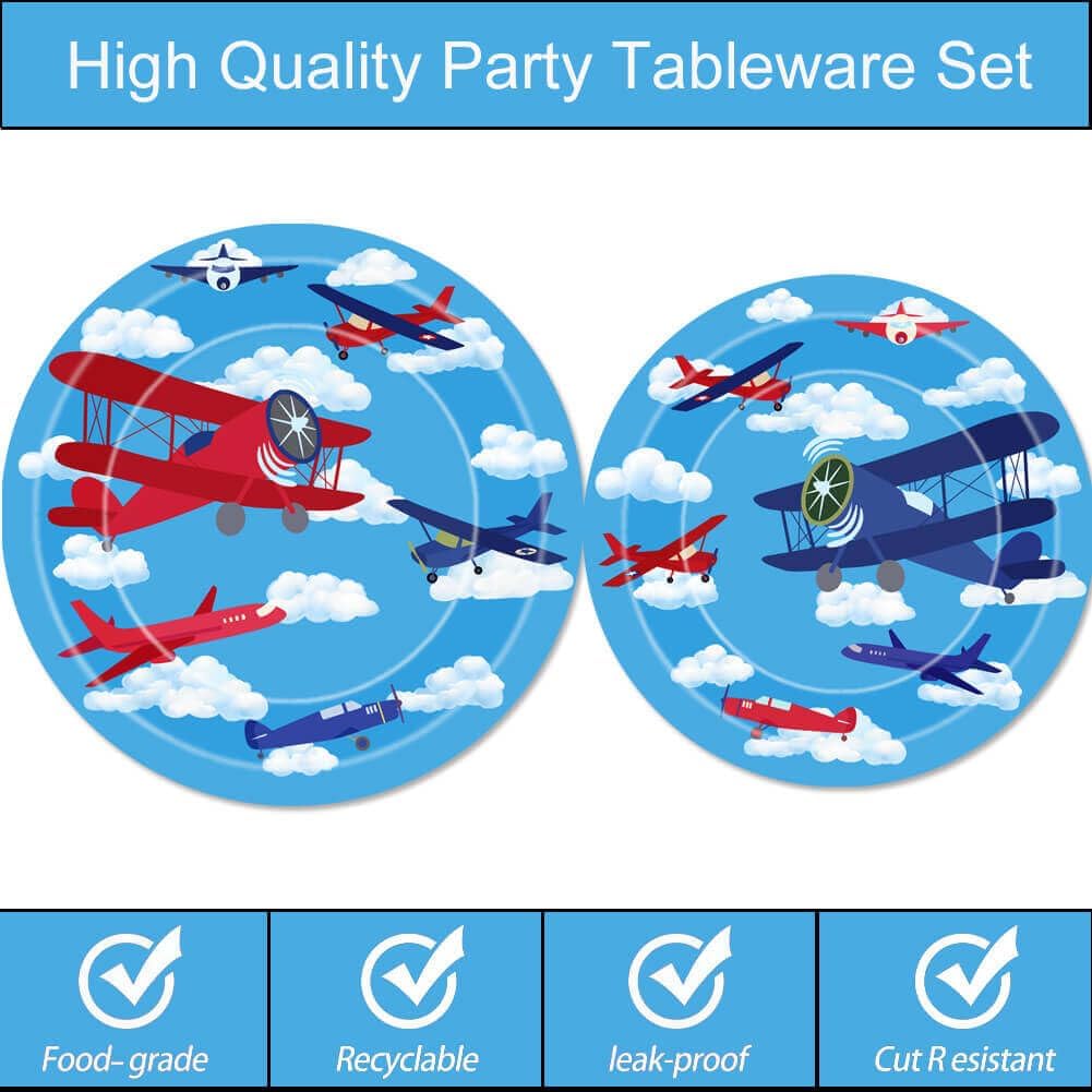 Airplane Party Plates and Napkins Airplane Aircraft Birthday Party Decorations Aviation Theme Party Tableware Set Boys Baby Shower Birthday Party Supplies Favors - Image 3