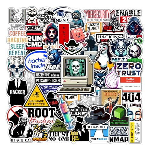 WESILY Pack 50 PCS Hacker Stickers Cool Coding Aesthetic Vinyl Decals Waterproof Sticker Decor...