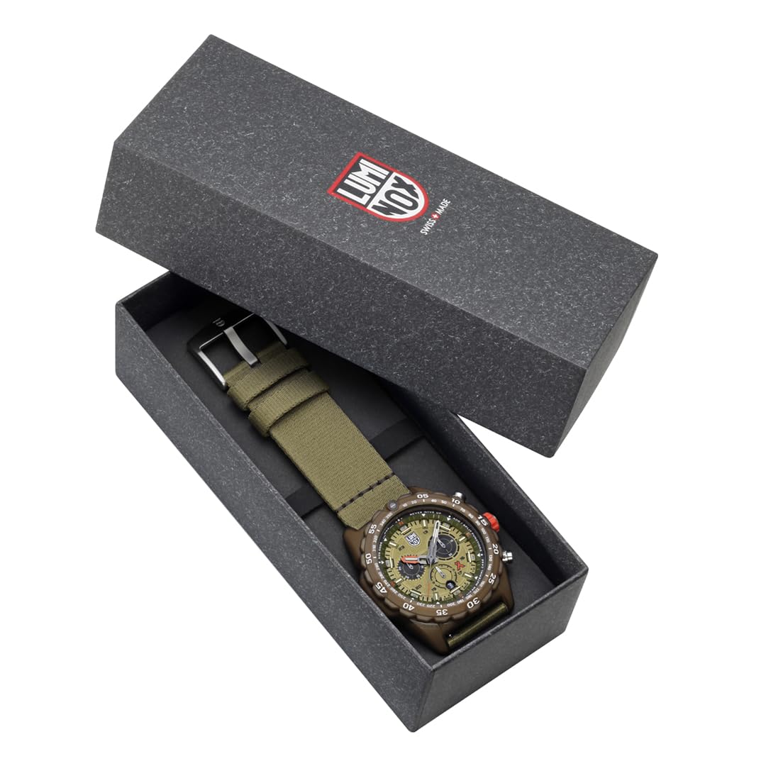 Luminox Herren Outdoor Uhr Bear Grylls Survival 3740 Eco Series in der Farbe Grün mit Ocean-Tide-Armband, Gehäusedurchmesser: 45 mm, XB.3757.ECO