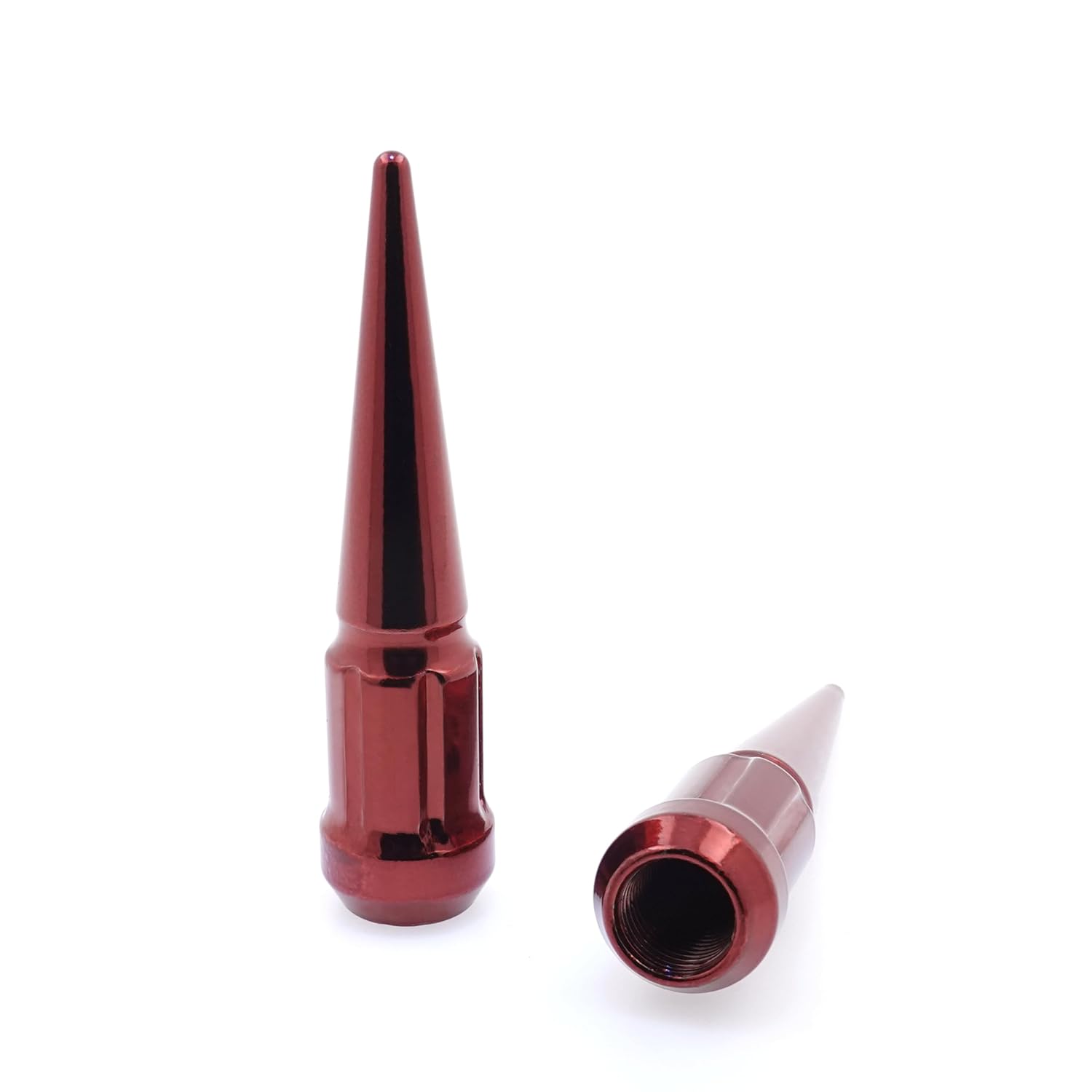 EZAccessory 12x1.5 Short Spline Spike Lug Nuts Red 24 Pieces+Key 3.35" Tall for Toyota FJ Cruiser Aftermarket Wheel Only