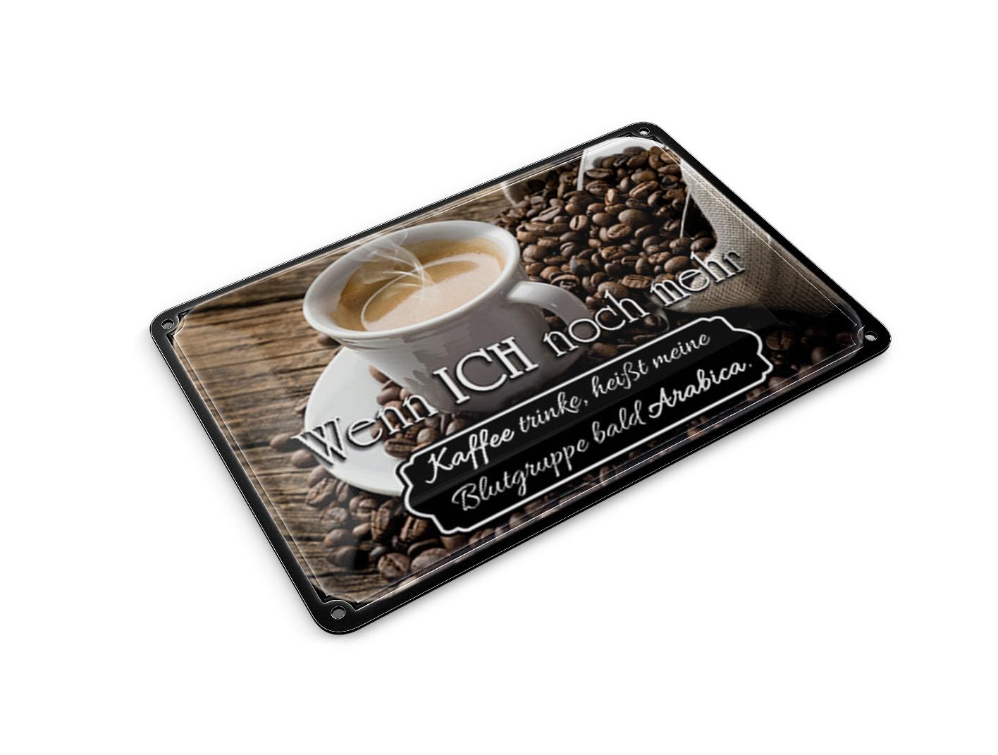 Femer Girls Multicoloured Tin Postcard Saying 14 X 10 Cm Coffee Soon Blood Group Arabica Decorative Sign