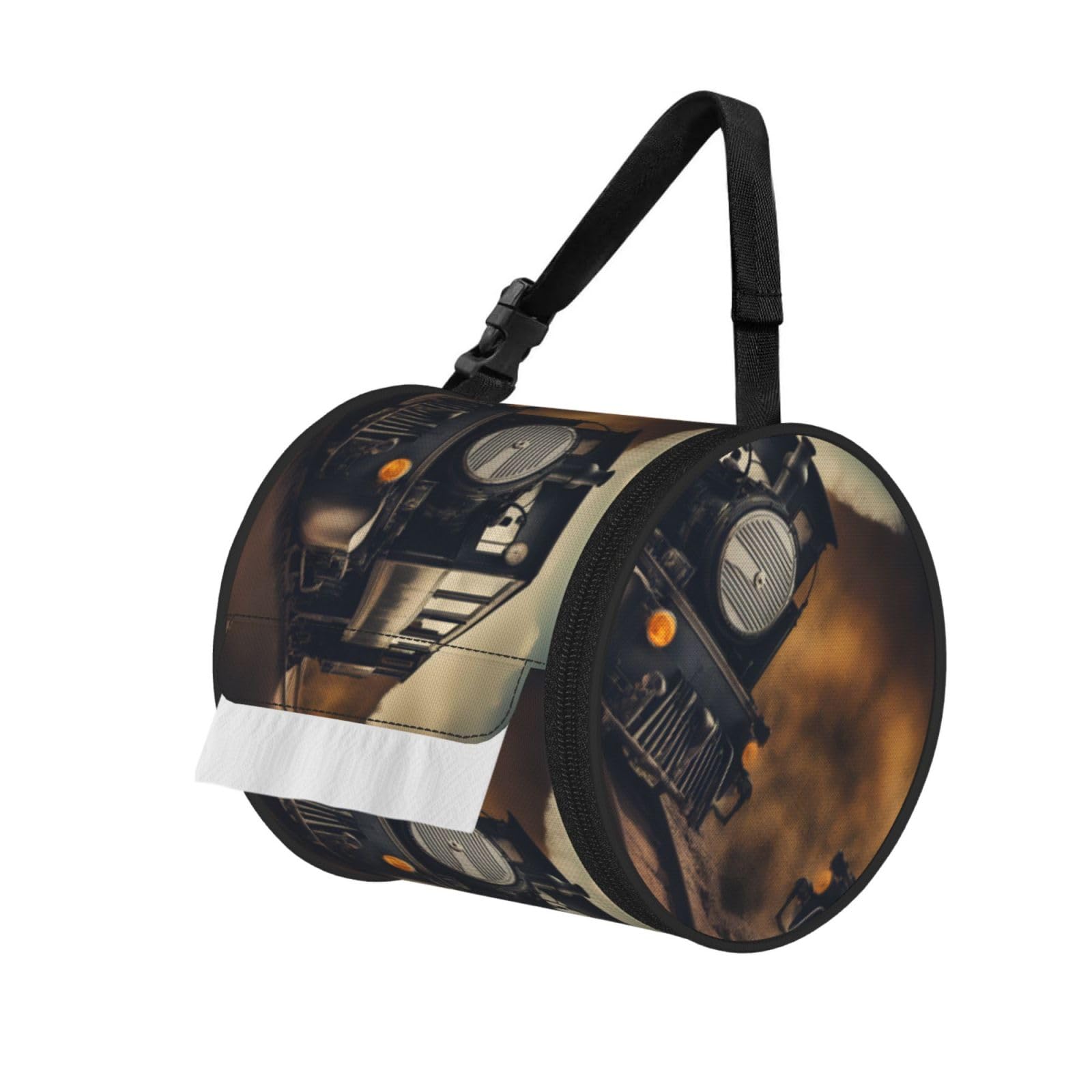 locomotive Printed Pet-Proof Toilet Roll Bag, Durable Oxford Cloth with Handle for Travel Tent Kitchen