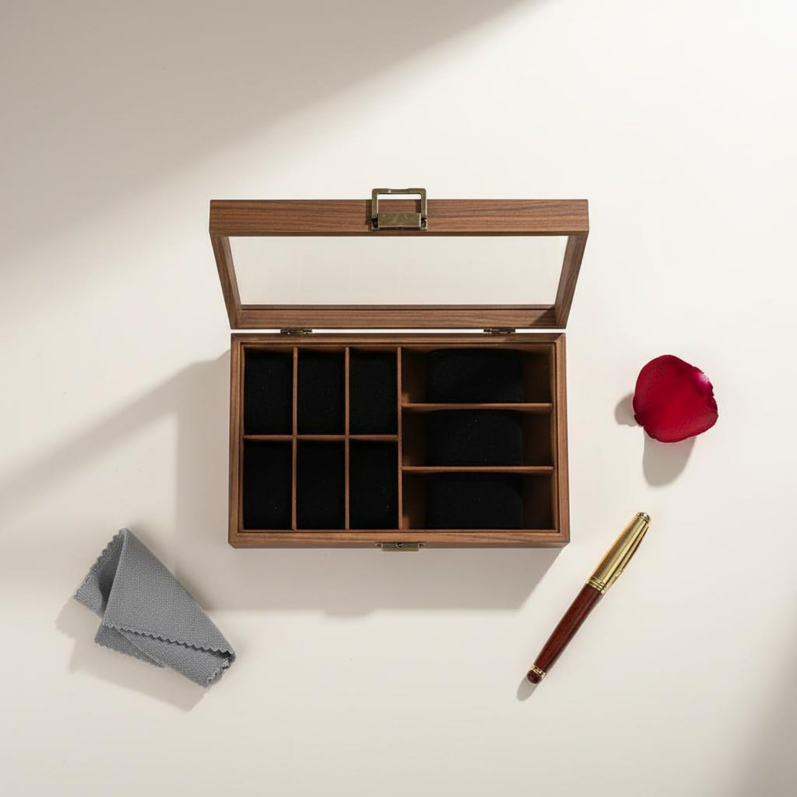 Scatola Porta Orologi Espositore Custodia Organizer Vetrina con Coperchio Trasparente per Mostrare E Proteggere Separati Che Facilitano La Scelta, size to 1