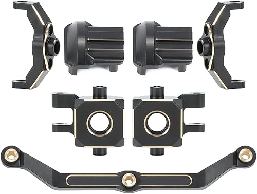 RCXXX Bloques de dirección de latón, bloques de nudillos y ruedas, bujes en C y eslabones de dirección y cubierta de eje, cubierta diff de 2.40 oz,