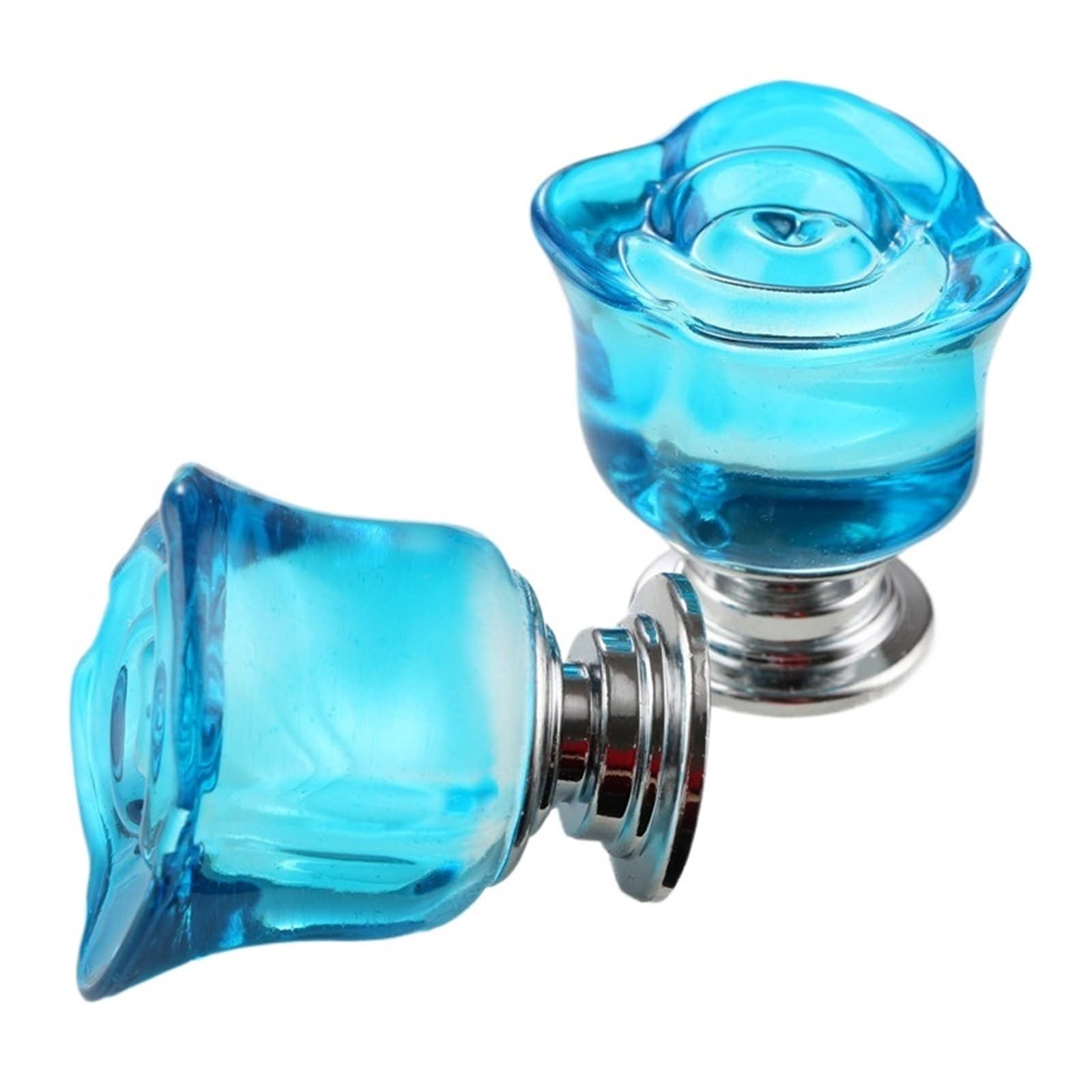 MWAHJU 4Pc 30mm Crystal Rose Glass Clear Cabinet Knob for Cupboard