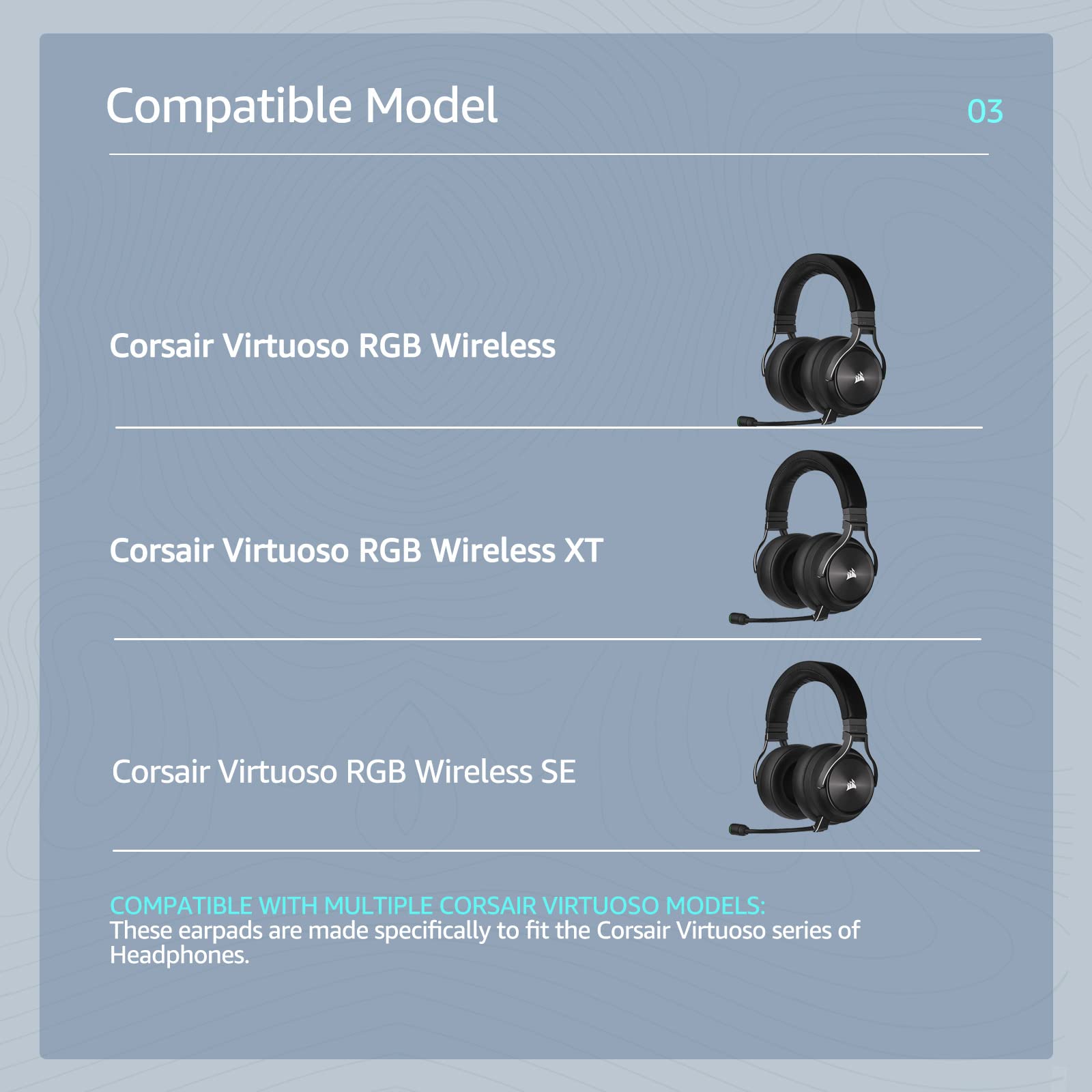 Wzsipod replacement ear pads for Corsair Virtuoso, Superior wearing comfort thanks to breathable material - Image 2