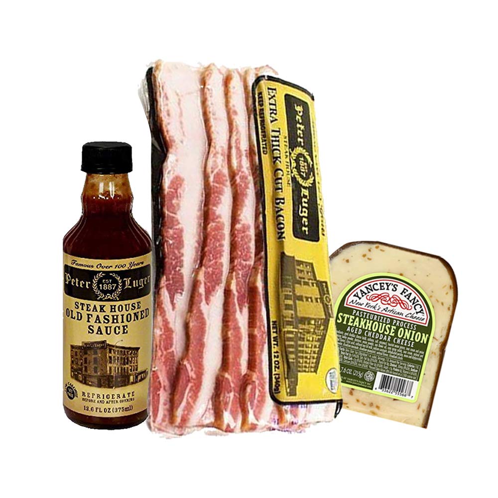 Peter Luger Steak Sauce, Peter Luger Bacon, Yancey's Steakhouse Onion Cheddar Artisan Cheese - Bacon