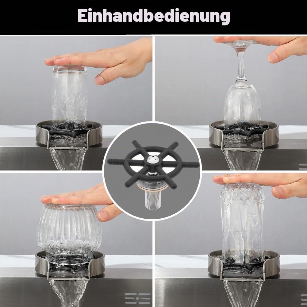 Glasspüler, Vollautomatisch Gläserspüler, Edelstahl Cup Washer, Eingebetteter Glass Rinser für Bar, Restaurant, Kneipe, Haushalt, Café, Milchtee-Shop, Einweihungsgeschenk