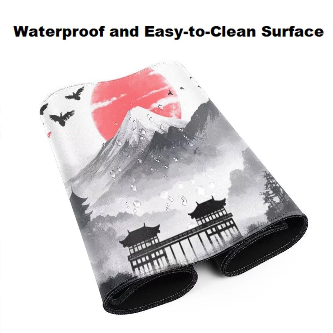 Japanisch Mauspad 1600 x 800mm,Mousepad XXL Schreibtischunterlage Landschaft Mouse Pad,Wasserdicht und Rutschfest Gaming Mauspad,Verbessert Präzision,Gaming-Mauspads für Pc und Gaming Zubehör qw121