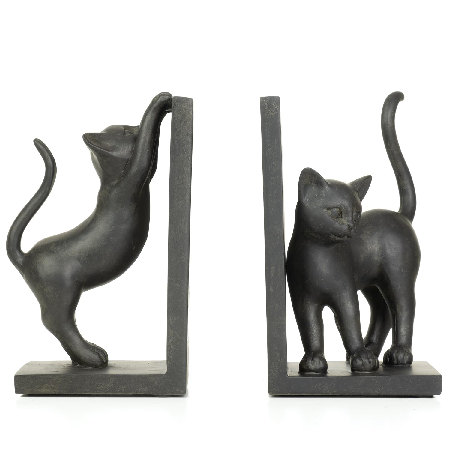 Moritz Lot de 2 serre-livres en forme de chat - Hauteur : environ 22 cm - Antique