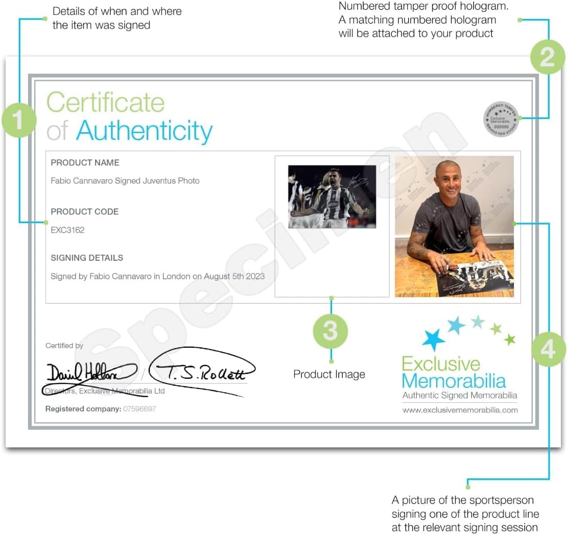 Fabio Cannavaro Signed Soccer Photo. Framed