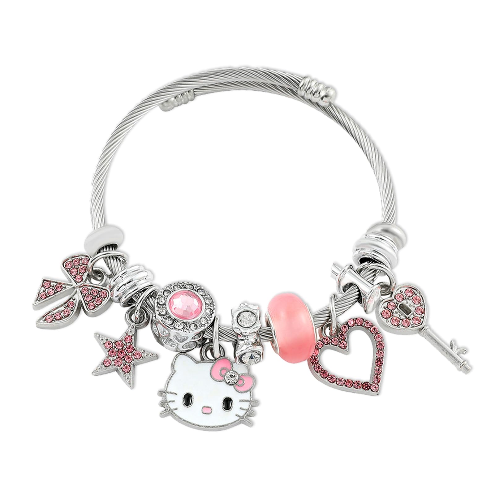 Set Collana E Braccialetto Con Charm Kitty - Regalo Perfetto Per Amanti Dei Gatti - Foto 3