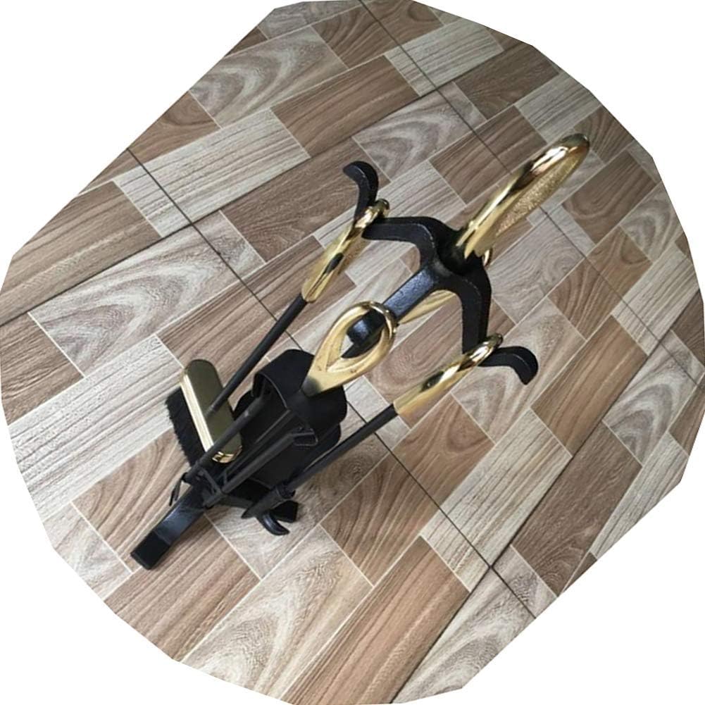 Fireplace Tools/Fireplace Accessories 4 Piece Durable fireplaces Tools Wrought Iron Outdoor Indoor fireplaces Hearth Tool Set with Stand Base Holder (Black)