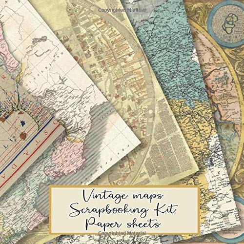 Vintage maps scrapbooking kit paper sheets: Scrapbooking kit in a book for creating your own sketchbooks -  Emphera elements for decoupage, ... scrap book albums (Scrap book paper kits)