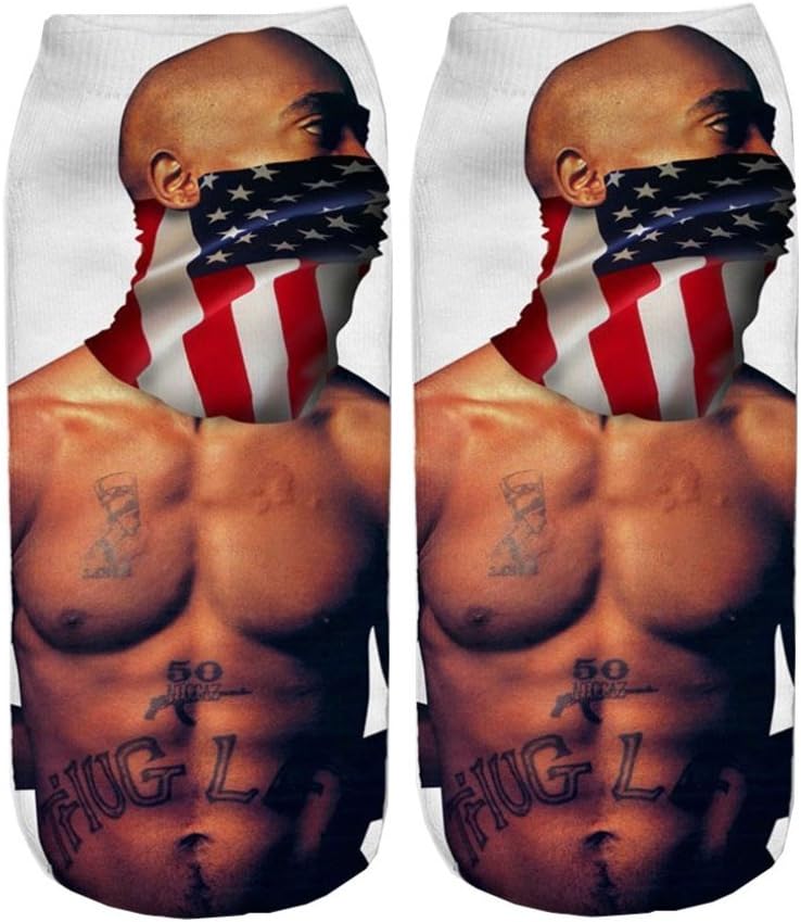 Chocky Tupac Men's Graphic Sublimated Ankle Socks