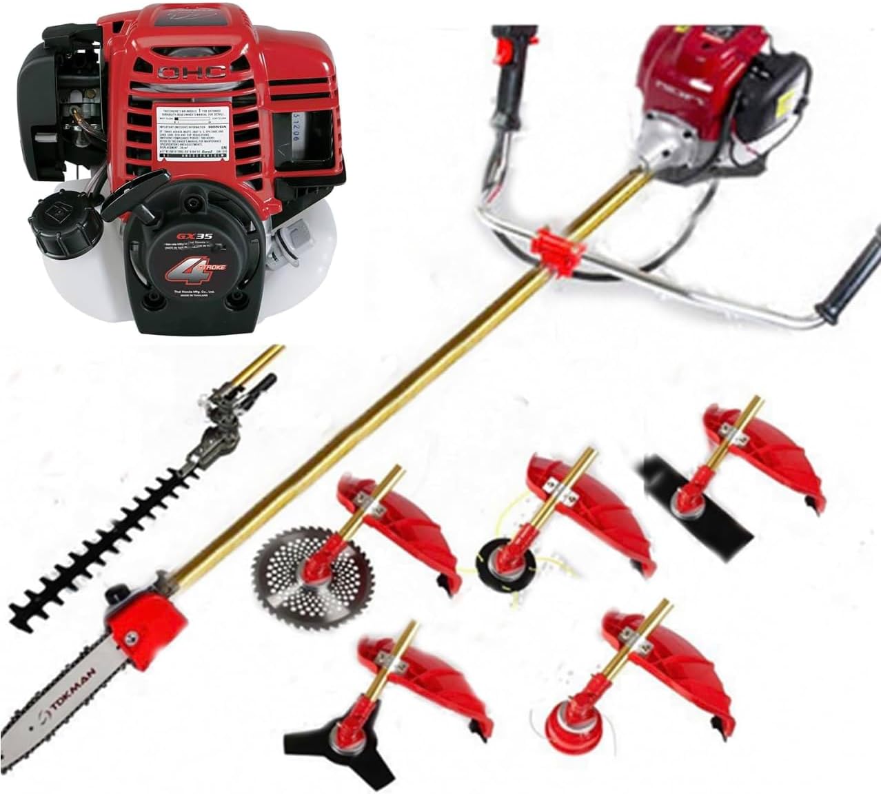 Gx35 Gasoline 4 Cycle 7 in 1 Weed Eater Lawn Mower String Grass Cutter Hedge Trimmer Yard Tool desbrozadora de gasolina