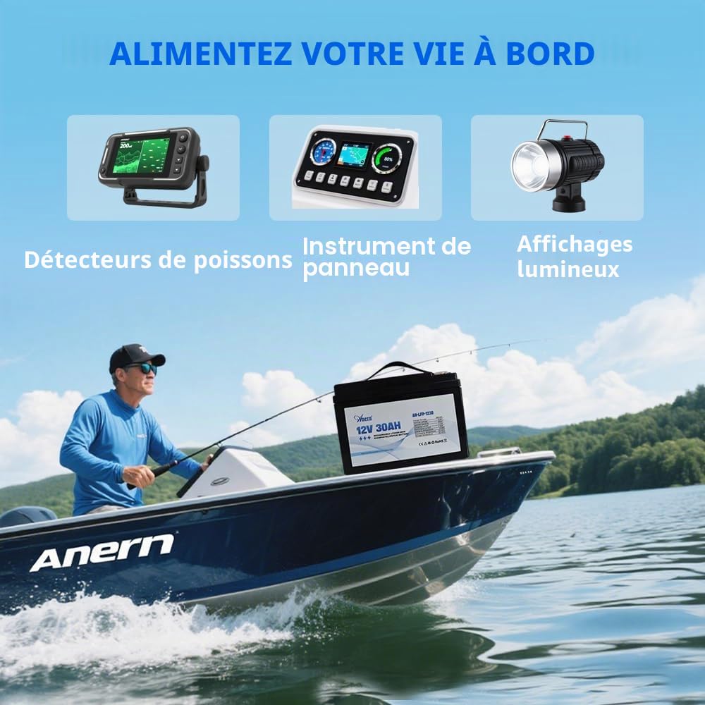 Anern Rechargeable Batterie LiFePO4 12V 50Ah 640Wh avec BMS 4000+ Cycles Batterie Lithium Prend en Charge la Connexion 4S4P Camping-Car, kit Panneau Solaire, Camping