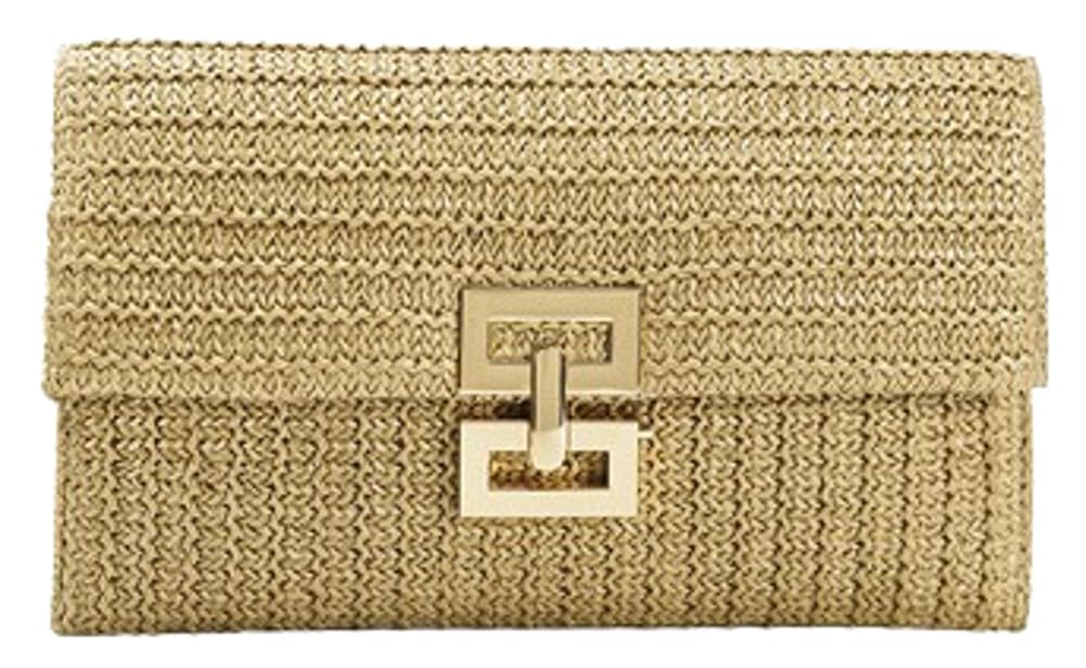 Straw Clutch Purses for Women Vintage Summer Straw Beach Bag Woven Purse Wicker Rattan Envelope Clutch for Wedding
