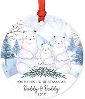 Vista 45 de Andaz Press Adorno de recuerdo de Navidad de metal redondo personalizado para la familia, My First Christmas As Gigi 2024, acuarela de osos polares