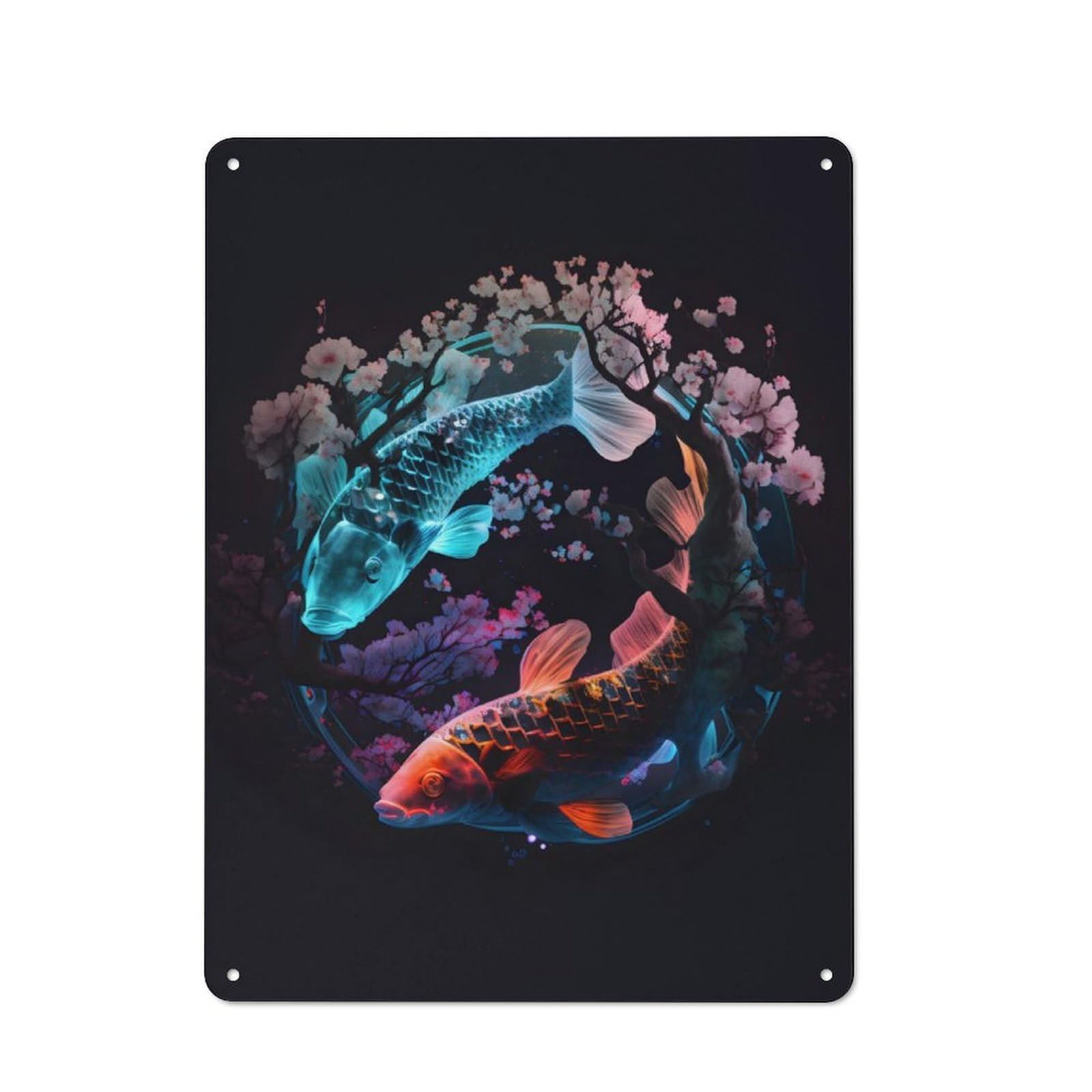 Junmoney Koi Fish Neon Retro Tin Sign 40X30cm Featuring For Bar Or Restaurant, For Metal Sign Collectors, For Garage And Workshop Walls
