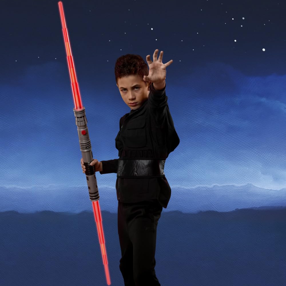 Star Wars, Darth Maul, Sable de luz electrónico de Doble Hoja, Sable de luz Rojo Oficial, para Usar con Disfraces, Juguetes para niños y niñas a Partir de 4 años