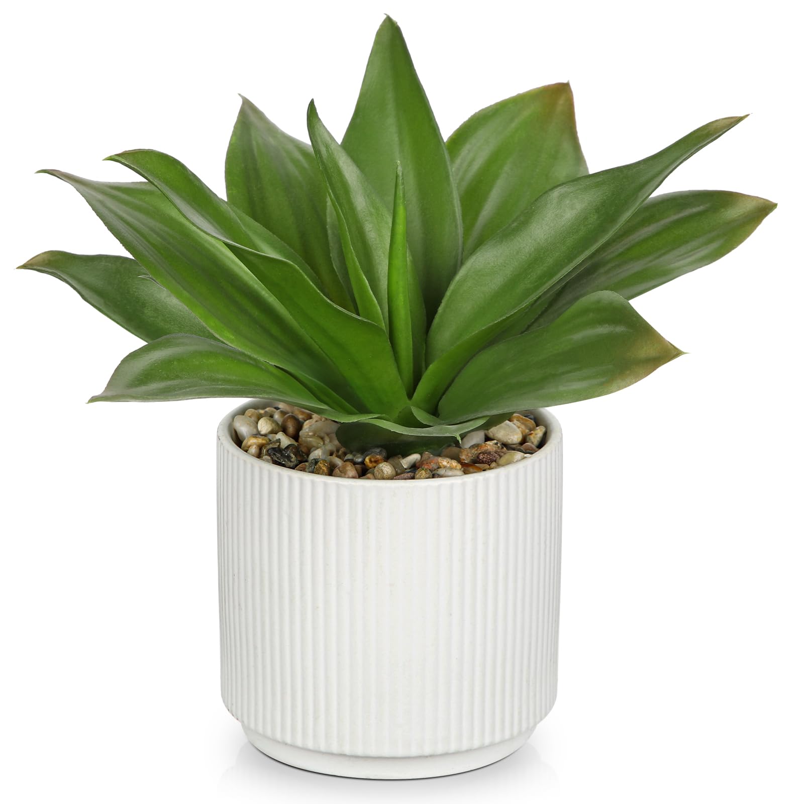 Hollyone Artificial Agave Plants Fake Succulent Agave Plant Potted in White Pot Succulents Aloe Plant for Desk Modern Office Living Room Table Shelf