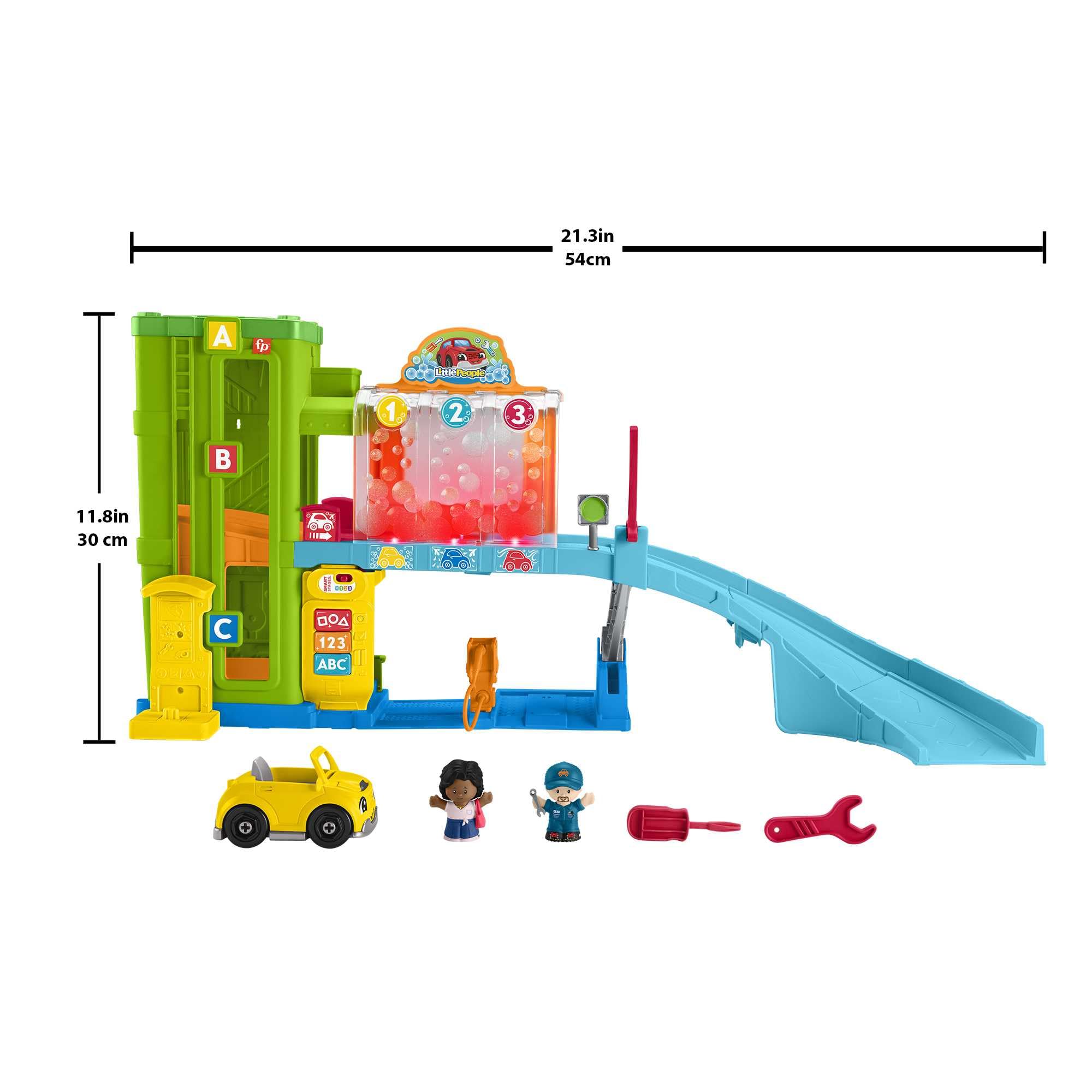 Fisher-Price Little People Lern-Garage - Interaktives Autogaragen-Spielset mit Lichtern, Musik und Smart Stages-Lerninhalten für Kleinkinder und Vorschulkinder, HRC61