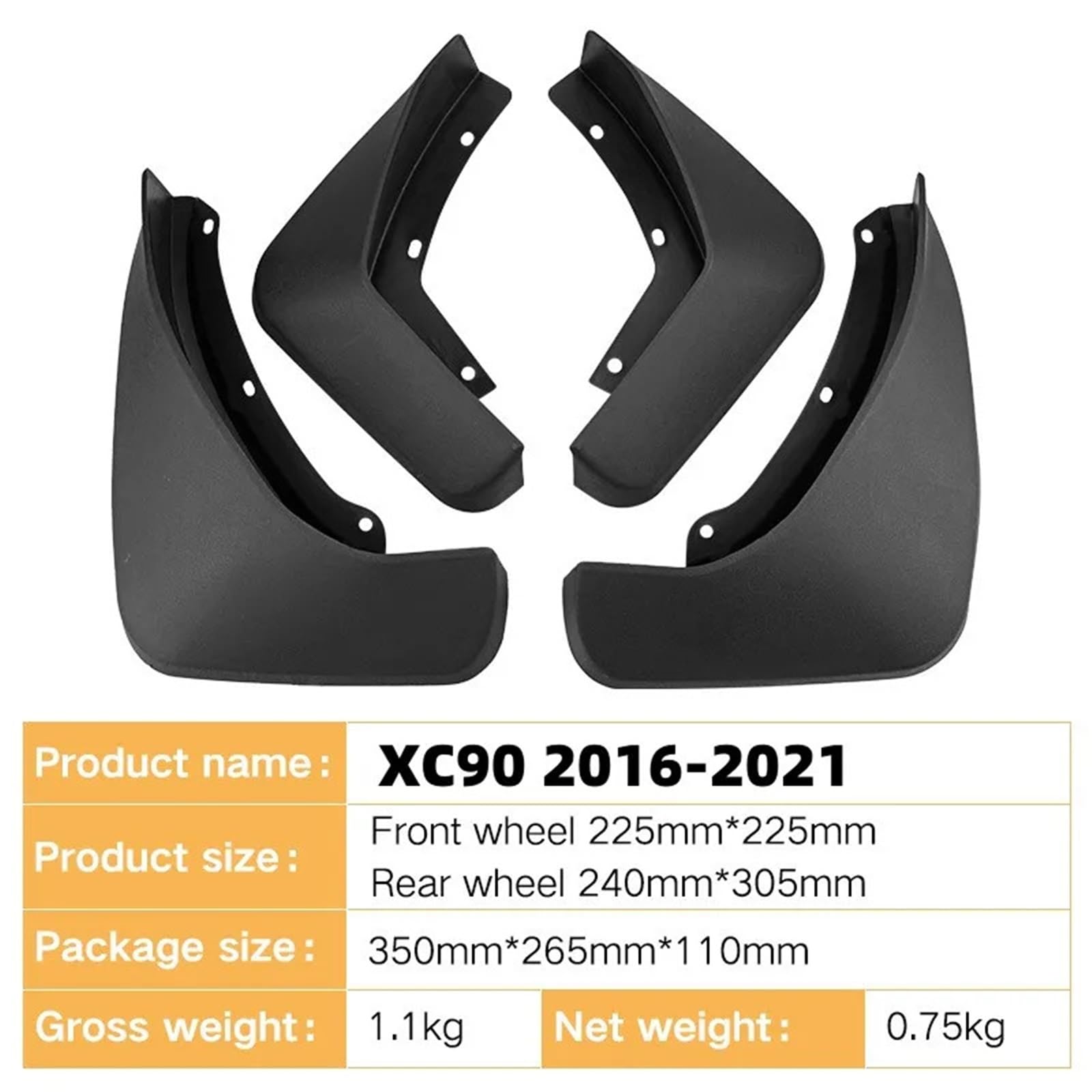 accessorypart Osłony przeciwbryzgowe Chlapacze sam 4 szt./1 zestaw błotników samochodowych do VOLVO XC90 2016-2021 osłona błotnika przedniego tylnego koła akcesoria dekoracyjne