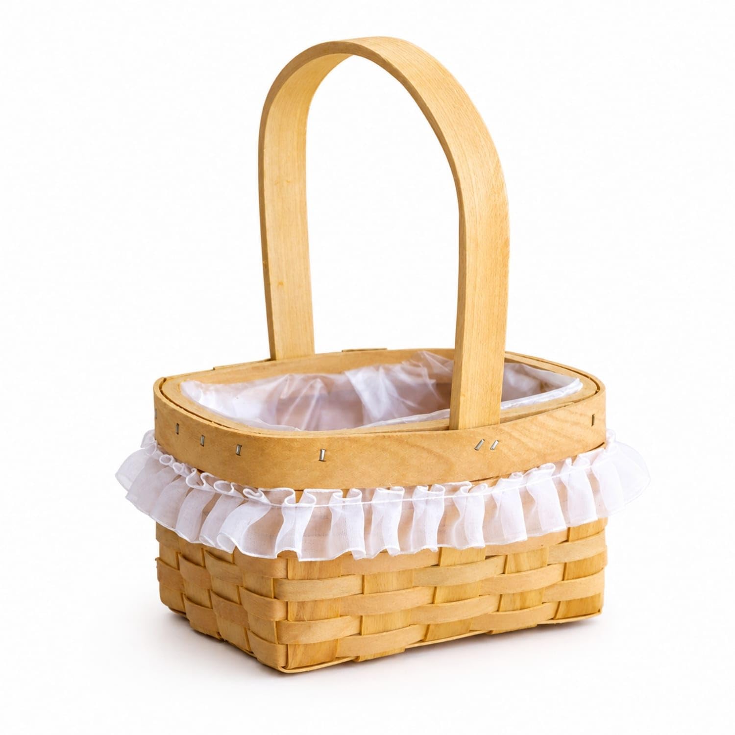 Ojiva® Oval Small Basket with Handle Woven Flower Basket Natural Cute for Florists, Crafters, Weddings, Home Decor, Picnics, Mesh Oval Small-image-14