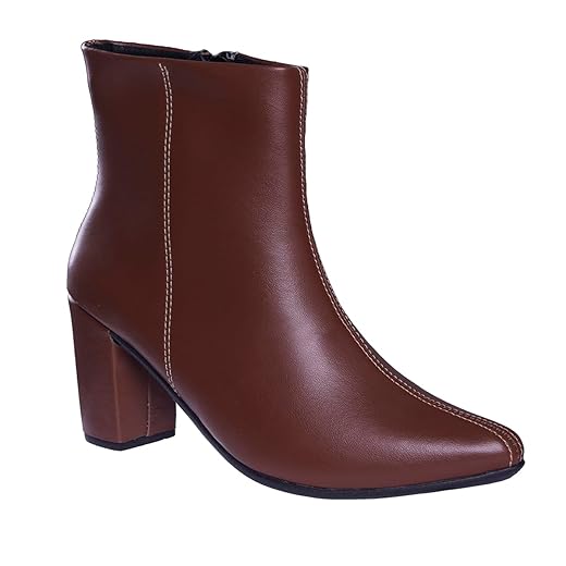 Bota Coturno Feminina Salto Bloco Grosso Bico Fino Cano Curto