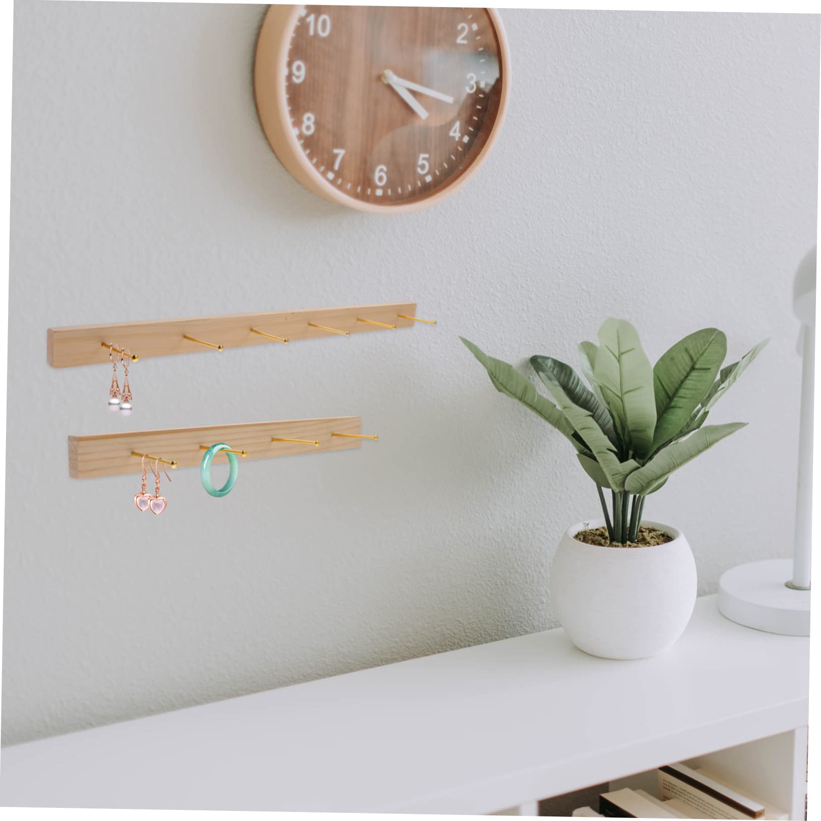 Holibanna 2sets Organizer da Muro per Gioielli Legno di Appendini per Orecchini e Collane Espositore Elegante per Negozio e Uso Personale Facile da Installare e Accessibile
